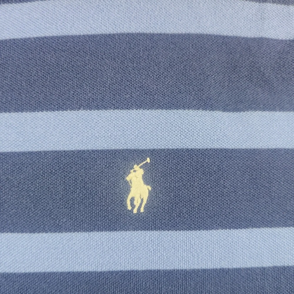 Polo Ralph Lauren Men's‎ Size XXL Classic Blue Striped Pique Mesh Pony Polo